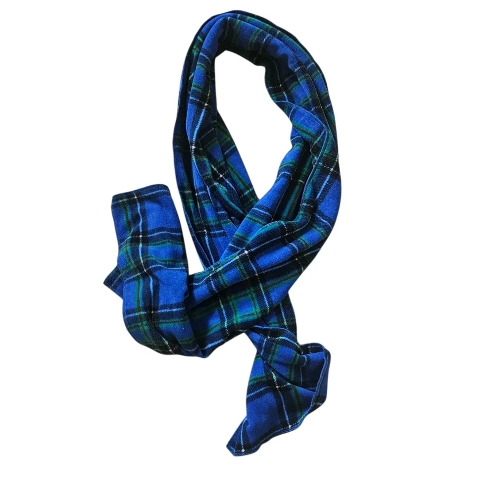 Blue/Green/Black Tartan Plaid Fleece Scarf (UNISEX)